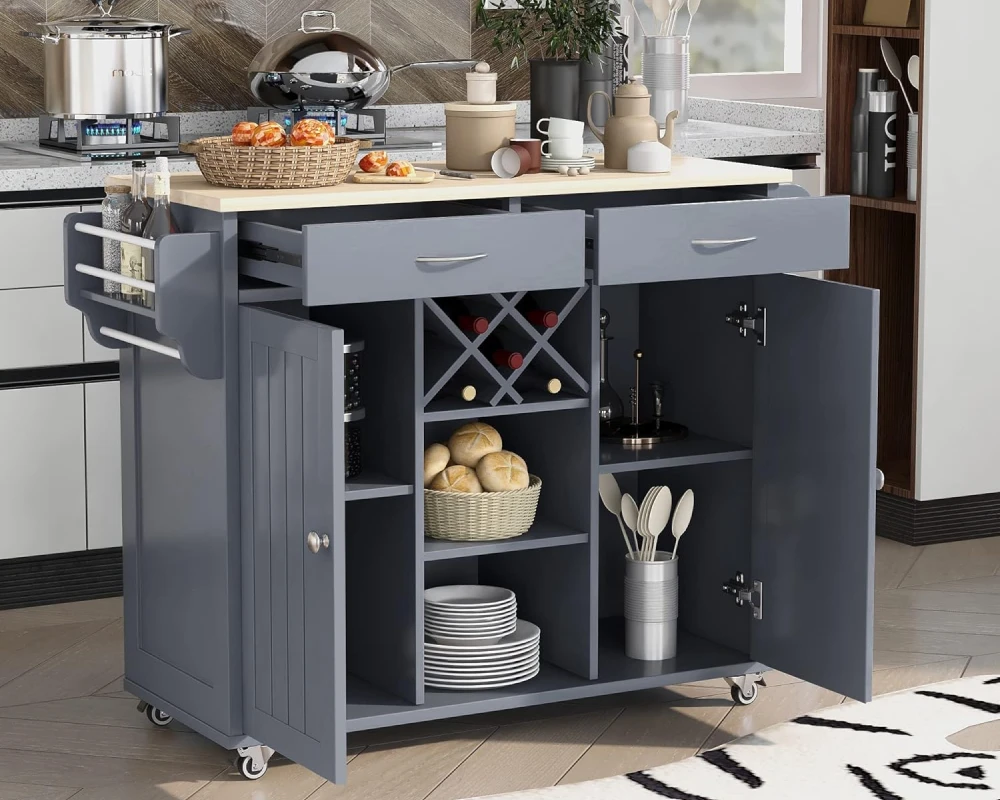 rolling kitchen cart with storage